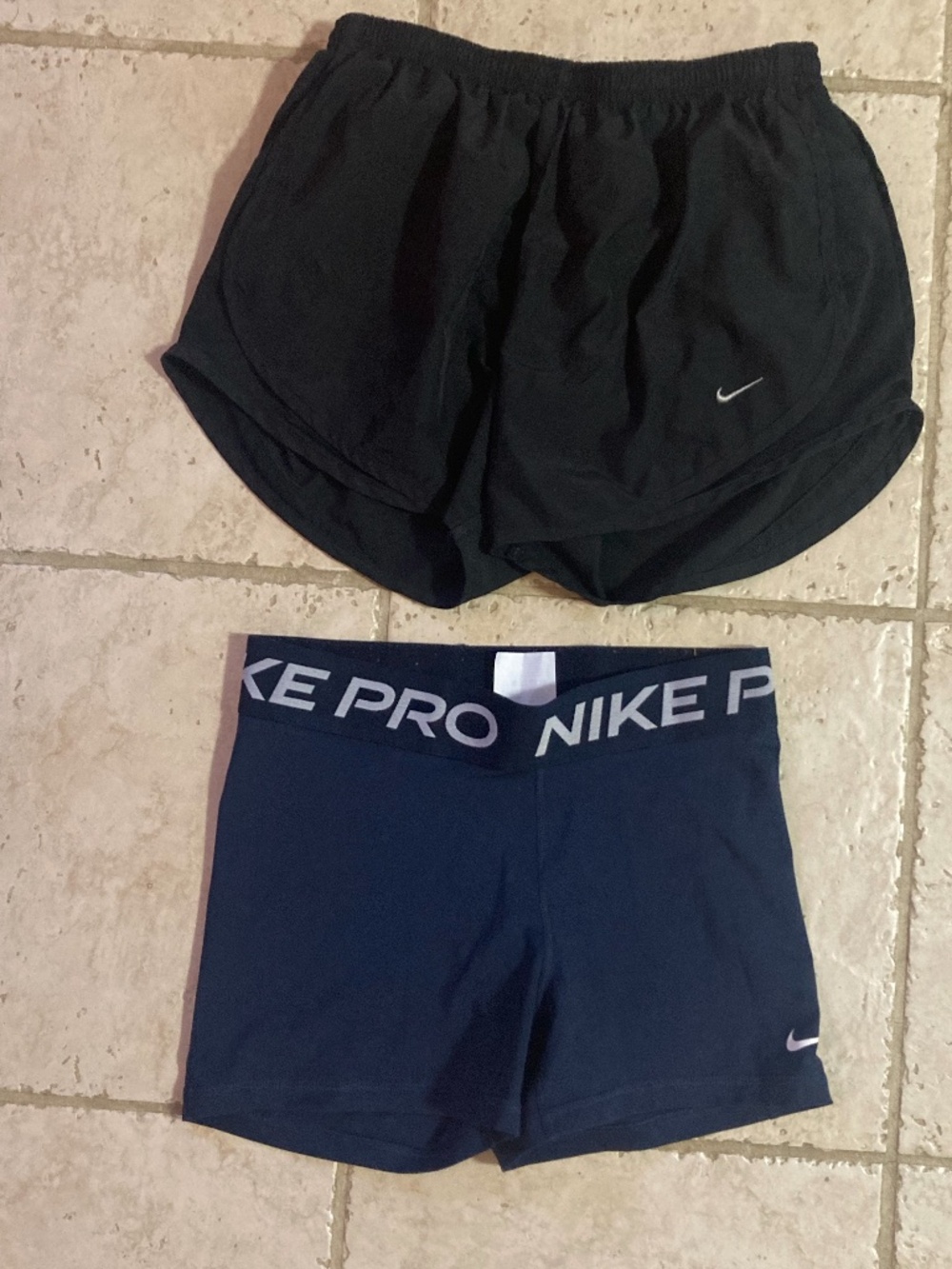 Two Nike Dri Fit Shorts Black and Navy Blue 1 Nike Pro Size Medium